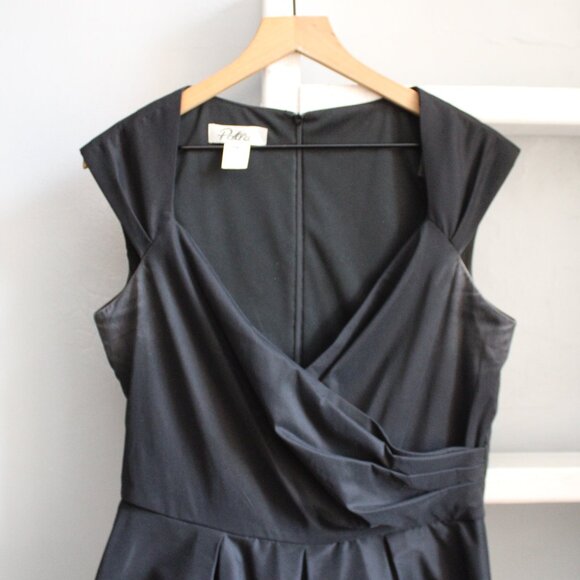 Patra Black Beaded Sequined Formal Cocktail A-Line Tea Cup Midi Dress Size 12 - Picture 3 of 6